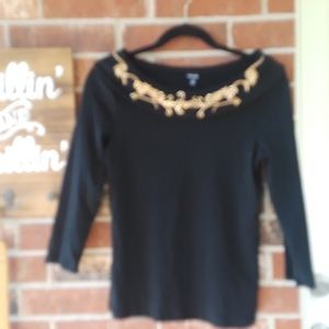 Black 3/4 length poly/cotton Tee